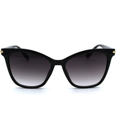 Cat Eye Womens Designer Fashion Cat Eye Horn Rim Plastic Sunglasses - Black Smoke - CR18UU9LQKR $18.20