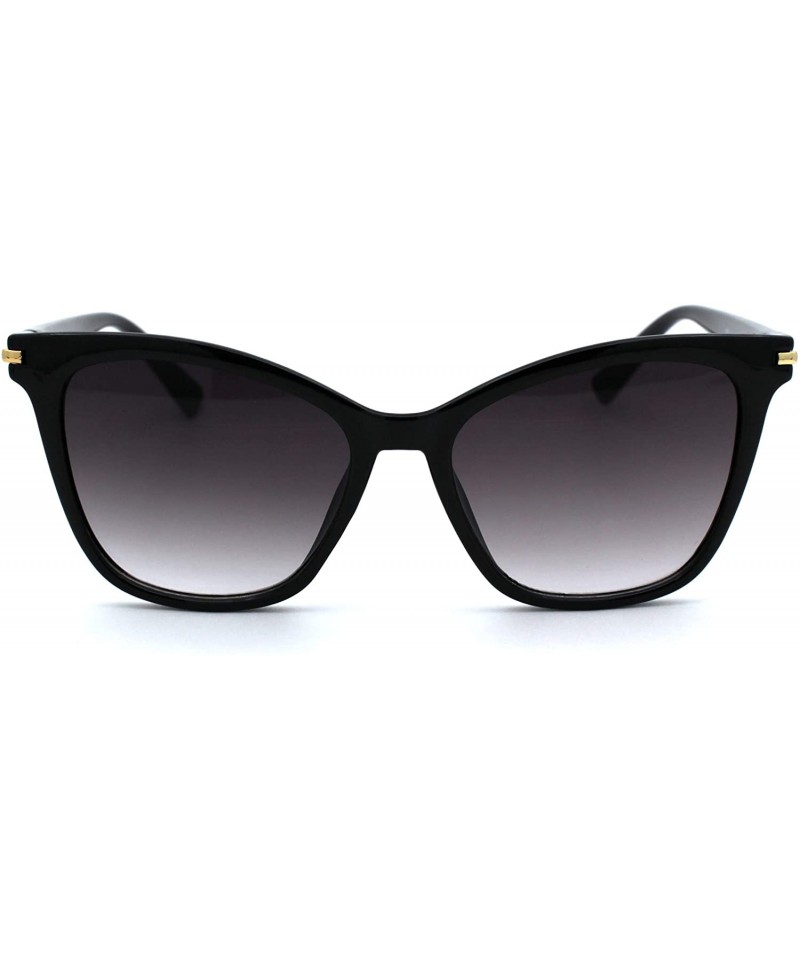 Cat Eye Womens Designer Fashion Cat Eye Horn Rim Plastic Sunglasses - Black Smoke - CR18UU9LQKR $9.10