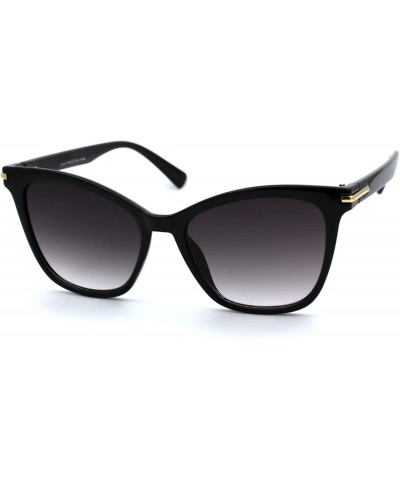 Cat Eye Womens Designer Fashion Cat Eye Horn Rim Plastic Sunglasses - Black Smoke - CR18UU9LQKR $9.10