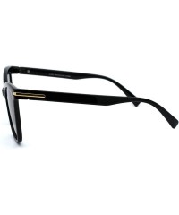 Cat Eye Womens Designer Fashion Cat Eye Horn Rim Plastic Sunglasses - Black Smoke - CR18UU9LQKR $9.10