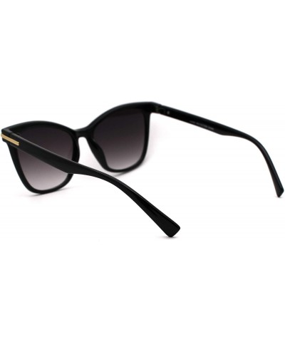 Cat Eye Womens Designer Fashion Cat Eye Horn Rim Plastic Sunglasses - Black Smoke - CR18UU9LQKR $9.10
