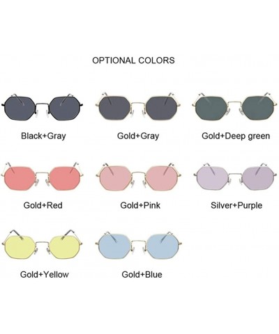 Round Vintage Sunglasses Women Classic Metal Frame Eyewear Fashion Mirror Hexagon Sun Glasses For Women - CT198UQED7T $8.71