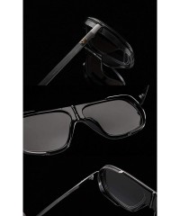 Oversized Pilot Sunglasses Mens Square Frame Sunglasses Bold Pilot Sports Eyewear - Black Frame and Grey Lens - CB18IK2AZCH $...