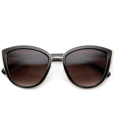 Oversized Womens Oversized Metal Plastic Cat Eye Sunglasses (Black) - CK11JV5SK5J $12.65