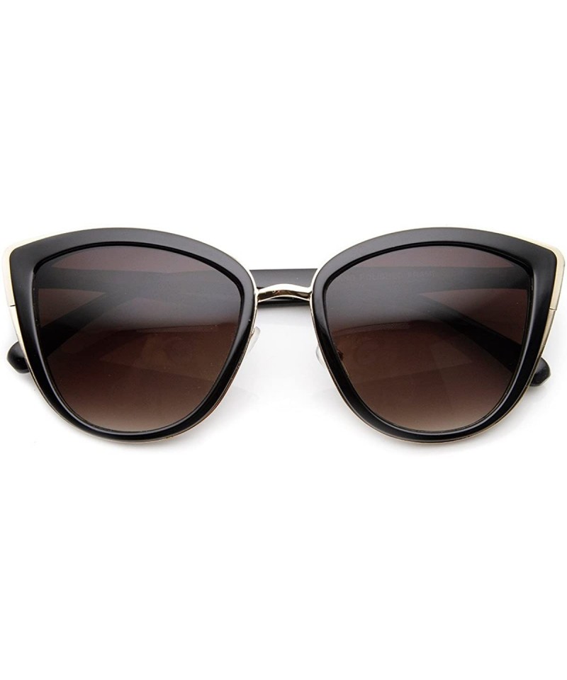 Oversized Womens Oversized Metal Plastic Cat Eye Sunglasses (Black) - CK11JV5SK5J $12.65