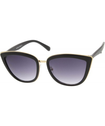 Oversized Womens Oversized Metal Plastic Cat Eye Sunglasses (Black) - CK11JV5SK5J $12.65