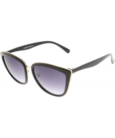 Oversized Womens Oversized Metal Plastic Cat Eye Sunglasses (Black) - CK11JV5SK5J $12.65