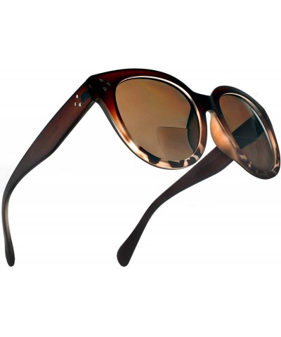 Oval Bifocal Sunglasses for Women Oversized Reading Round Readers Under the Sun - Brown - CD189AN8GU6 $27.11