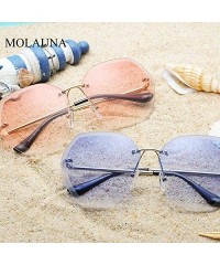 Square Luxury Rimless Sunglasses Women Designer Sun Glasses For Female Alloy Frame Big Shades Glasses - C8 Gold-silver - CQ18...