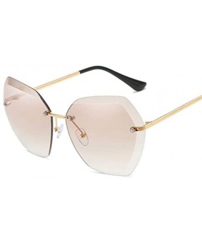 Square Luxury Rimless Sunglasses Women Designer Sun Glasses For Female Alloy Frame Big Shades Glasses - C8 Gold-silver - CQ18...