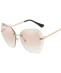 Square Luxury Rimless Sunglasses Women Designer Sun Glasses For Female Alloy Frame Big Shades Glasses - C8 Gold-silver - CQ18...