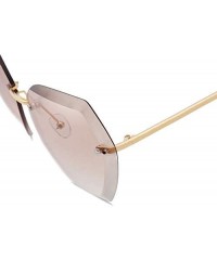 Square Luxury Rimless Sunglasses Women Designer Sun Glasses For Female Alloy Frame Big Shades Glasses - C8 Gold-silver - CQ18...