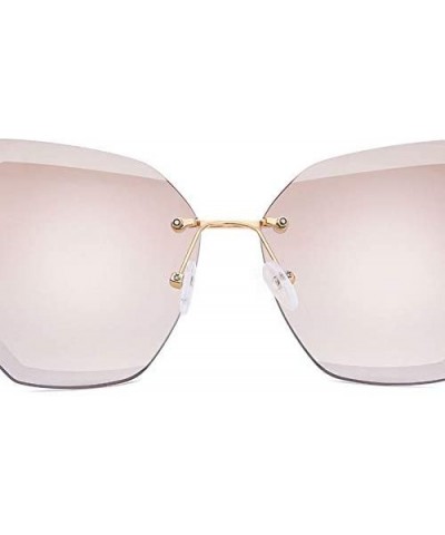 Square Luxury Rimless Sunglasses Women Designer Sun Glasses For Female Alloy Frame Big Shades Glasses - C8 Gold-silver - CQ18...