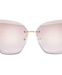 Square Luxury Rimless Sunglasses Women Designer Sun Glasses For Female Alloy Frame Big Shades Glasses - C8 Gold-silver - CQ18...