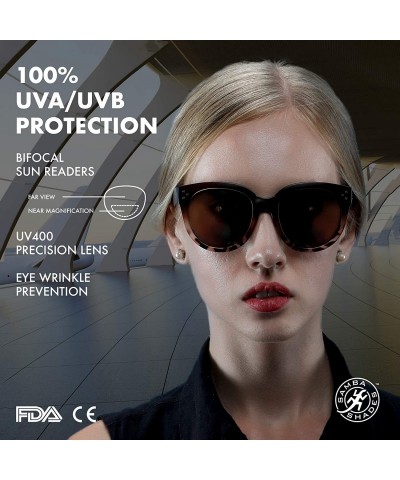 Oval Bifocal Sunglasses for Women Oversized Reading Round Readers Under the Sun - Brown - CD189AN8GU6 $27.11