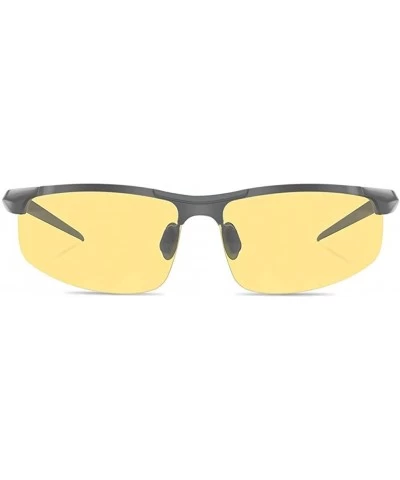 Rimless Sport Yellow Night Vision Glasses for Driving - HBDU HD Night Driving Glasses for Men Women - Black - CT18OXGW2CG $16.58