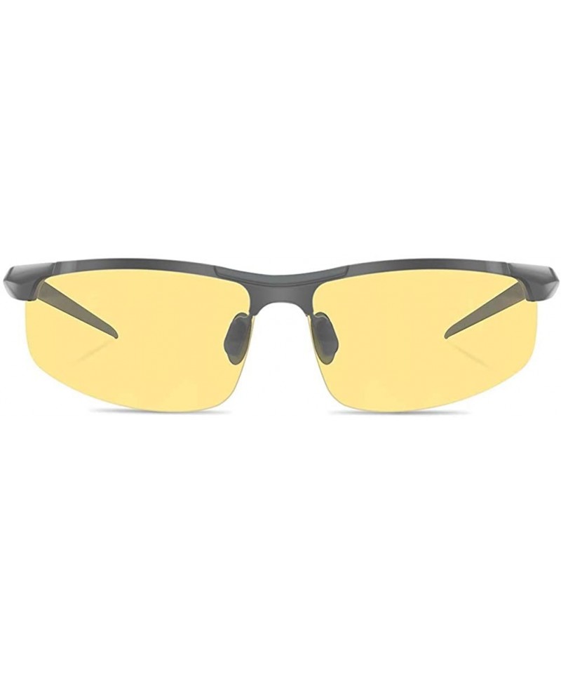 Rimless Sport Yellow Night Vision Glasses for Driving - HBDU HD Night Driving Glasses for Men Women - Black - CT18OXGW2CG $16.58