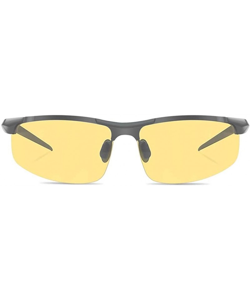 Rimless Sport Yellow Night Vision Glasses for Driving - HBDU HD Night Driving Glasses for Men Women - Black - CT18OXGW2CG $16.58