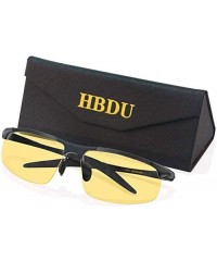 Rimless Sport Yellow Night Vision Glasses for Driving - HBDU HD Night Driving Glasses for Men Women - Black - CT18OXGW2CG $16.58