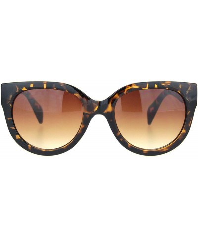 Round Womens Mod Boyfriend Fashion Minimal Plastic Sunglasses - Tortoise Gradient Brown - CW18OCZ62MI $24.91