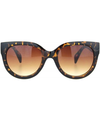 Round Womens Mod Boyfriend Fashion Minimal Plastic Sunglasses - Tortoise Gradient Brown - CW18OCZ62MI $11.07