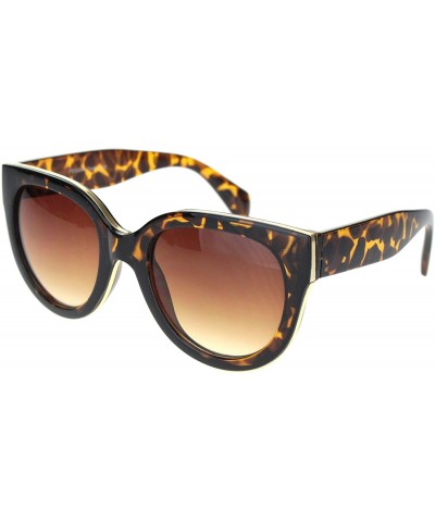 Round Womens Mod Boyfriend Fashion Minimal Plastic Sunglasses - Tortoise Gradient Brown - CW18OCZ62MI $11.07