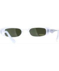 Rectangular Super Slim Sunglasses Womens Thin Rectangular Fashion Mirror Lens UV 400 - White (Purple Mirror) - CZ180X0ODT8 $1...