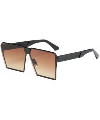 Oversized Fashion Designer Women Sunglasses Oversized Flat Top Square Frame Metal Gradient Lens - A - CD18QG073K9 $18.71