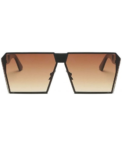 Oversized Fashion Designer Women Sunglasses Oversized Flat Top Square Frame Metal Gradient Lens - A - CD18QG073K9 $7.53