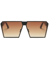 Oversized Fashion Designer Women Sunglasses Oversized Flat Top Square Frame Metal Gradient Lens - A - CD18QG073K9 $18.71