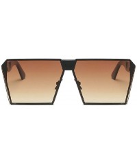 Oversized Fashion Designer Women Sunglasses Oversized Flat Top Square Frame Metal Gradient Lens - A - CD18QG073K9 $7.53