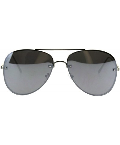 Rimless Panel Color Mirror Lens Rimless Metal Rim Pilots Sunglasses - Silver Mirror - CB185YHO54E $23.72