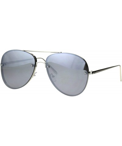 Rimless Panel Color Mirror Lens Rimless Metal Rim Pilots Sunglasses - Silver Mirror - CB185YHO54E $23.72