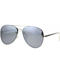 Rimless Panel Color Mirror Lens Rimless Metal Rim Pilots Sunglasses - Silver Mirror - CB185YHO54E $23.72