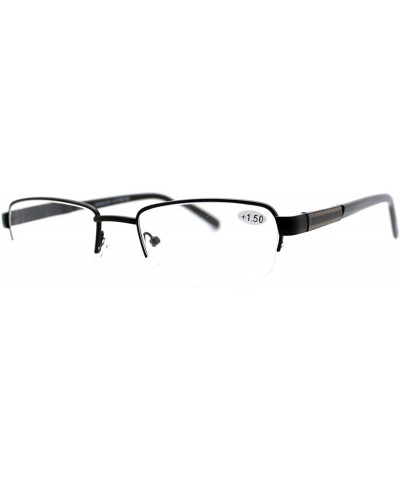 Rectangular Reading Glasses Magnified Lens Half Rim Rectangular Spring Hinge - Black - C81889ALK6Q $8.23