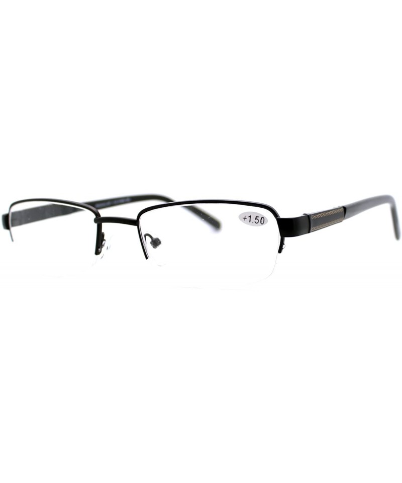 Rectangular Reading Glasses Magnified Lens Half Rim Rectangular Spring Hinge - Black - C81889ALK6Q $8.23
