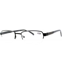 Rectangular Reading Glasses Magnified Lens Half Rim Rectangular Spring Hinge - Black - C81889ALK6Q $8.23