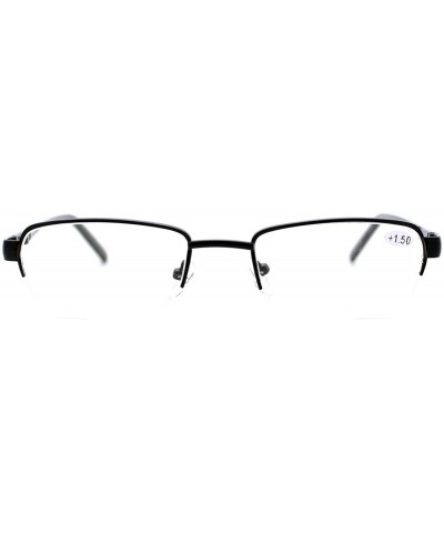 Rectangular Reading Glasses Magnified Lens Half Rim Rectangular Spring Hinge - Black - C81889ALK6Q $8.23