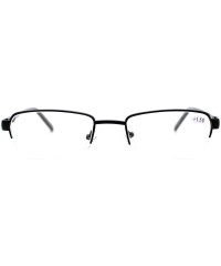 Rectangular Reading Glasses Magnified Lens Half Rim Rectangular Spring Hinge - Black - C81889ALK6Q $8.23