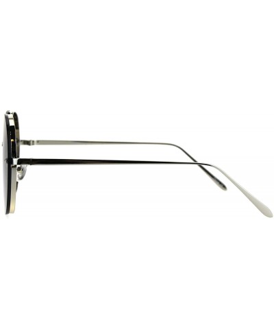 Rimless Panel Color Mirror Lens Rimless Metal Rim Pilots Sunglasses - Silver Mirror - CB185YHO54E $23.72