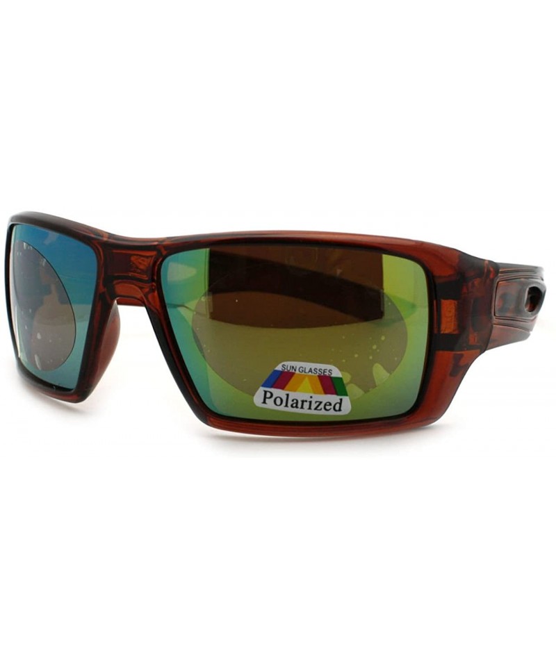 Rectangular Polarized Color Mirror Lens Mens Rectangle Designer Sports Sunglasses - Brown - CU11R4BI21J $19.00
