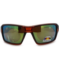 Rectangular Polarized Color Mirror Lens Mens Rectangle Designer Sports Sunglasses - Brown - CU11R4BI21J $19.00