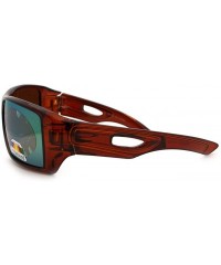 Rectangular Polarized Color Mirror Lens Mens Rectangle Designer Sports Sunglasses - Brown - CU11R4BI21J $10.41