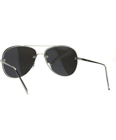 Rimless Panel Color Mirror Lens Rimless Metal Rim Pilots Sunglasses - Silver Mirror - CB185YHO54E $12.02