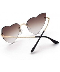 Square Heart Shaped Rimless Sunglasses Candy Color Eyewear Lightweight Sunglasses Mirrored Lens Fashion Goggle Eyewear - CW19...