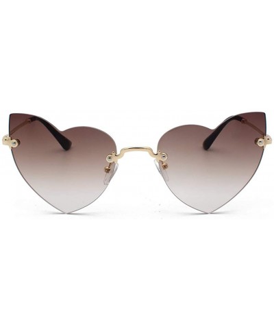 Square Heart Shaped Rimless Sunglasses Candy Color Eyewear Lightweight Sunglasses Mirrored Lens Fashion Goggle Eyewear - CW19...
