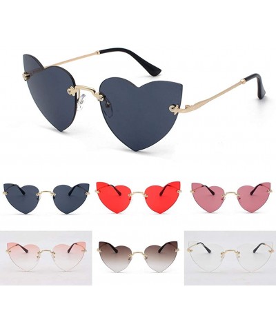 Square Heart Shaped Rimless Sunglasses Candy Color Eyewear Lightweight Sunglasses Mirrored Lens Fashion Goggle Eyewear - CW19...