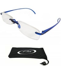 Rimless Reading glasses Rimless Lightweight frame for Men - Blue - C212ED6O8JR $12.60