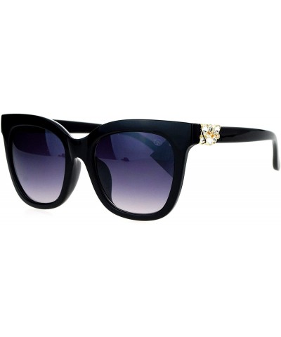 Wayfarer Diva Marble Rhinestone Jewel Horn Rim Horned Sunglasses - Black Smoke - C512DI9BZJ1 $20.45
