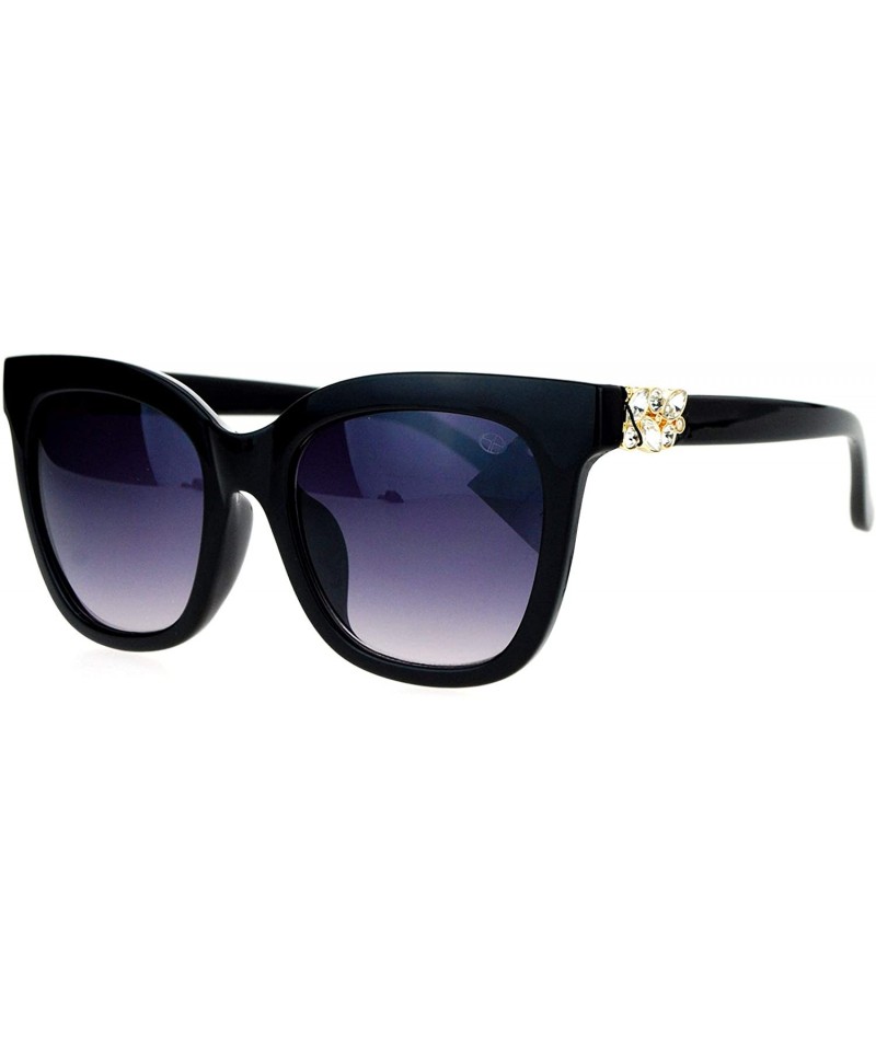 Wayfarer Diva Marble Rhinestone Jewel Horn Rim Horned Sunglasses - Black Smoke - C512DI9BZJ1 $9.56